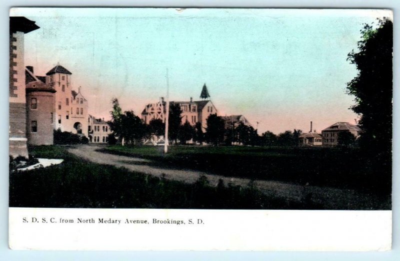 BROOKINGS, SD ~ SOUTH DAKOTA STATE COLLEGE from North Medary Ave. c1910 Postcard