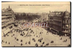 Old Postcard MONTPELLIER PLACE OF COMEDY Station palavas