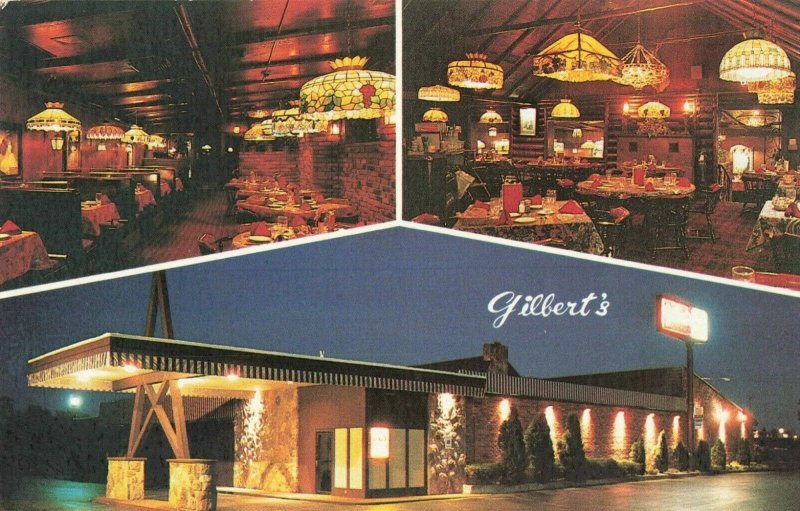 Postcard Gilberts Steak House Jackson Michigan