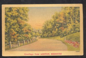 GREETINGS FROM ASHTON MISSOURI MO. VINTAGE POSTCARDDPO AFTER 1954