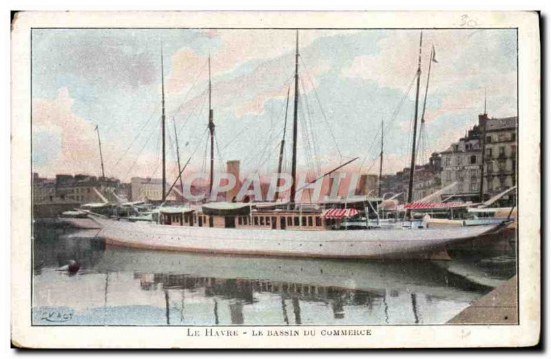 Old Postcard Boat Le Havre The Trade basin