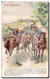  Militaria - Illustration - Heroic Acts Horse Horse - Vintage Postcard