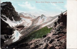 Horse Shoe Glacier Laggan Alberta Lake Louise AB Man Sitting Unused Postcard H47