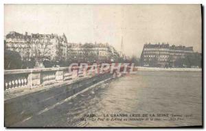 Old Postcard Paris La Grande Crue De La Seine Bridge of & # 39alma maximum raw