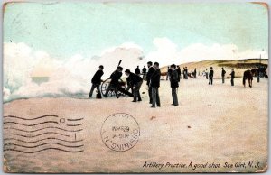 1909 Artillery Practice A Good Shot Sea Girt New Jersey NJ Posted Postcard