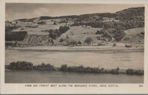 RPPC Postcard Farm and Forest Meet Along Margaree River Nova Scotia Canada