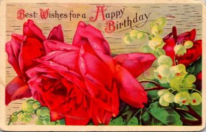 Flowers Red Roses Best Wishes For A Happy Birthday 1914