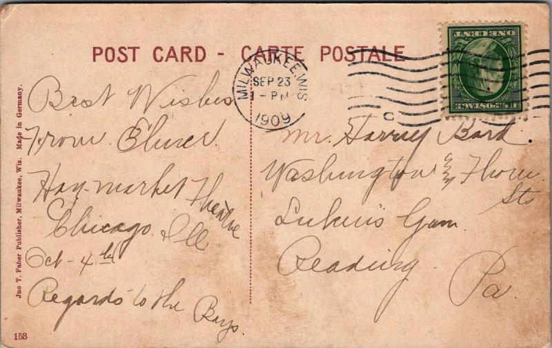 Postcard Milwaukee Boat Club Milwaukee WI 1909