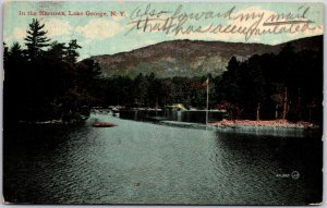 1913 In The Narrows Lake George New York NY Boating Fishing Area Posted Postcard