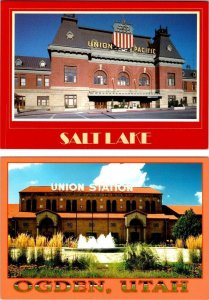 2~4X6 Postcards UT, Utah UNION RAILROAD STATIONS Salt Lake & Ogden TRAIN DEPOTS