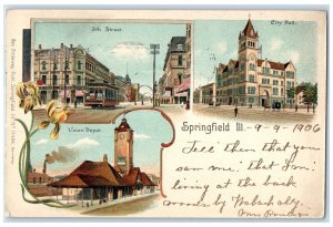 1905 5th Street City Hall Union Depot Springfield Illinois IL Multiview Postcard