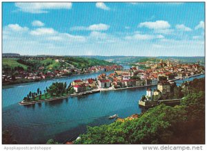 Germany Passau Ortsspitze mit dem Zussamenfluss von Inn Donau ind Liz