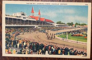 Vintage Postcard 1930-1945 They're Off, Churchill Downs, Louisville, Kentucky