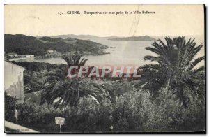 Postcard Old Giens sea Perspective taking the Villa Bellevue