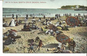 POSTCARD ON THE SAND SANTA CRUZ BEACH CALIFORNIA