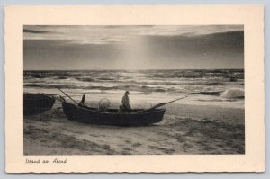 Postcard Lübeck Germany Beach Boats Evening Sea Vtg 1910s DB View