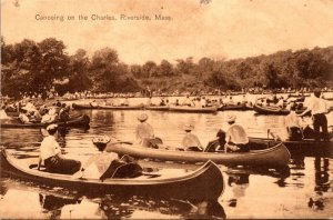 Massachusetts Riverside Canoeing On The Charles River 1907