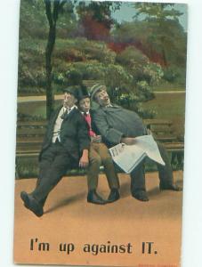 Bamforth Comic DRUNK MEN ON PARK BENCH AB9737