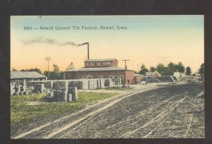 NEWELL IOWA NEWELL CEMENT TILE FACTORY VINTAGE HANDCOLORED POSTCARD