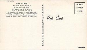 1940s Oak Court Mountain Home Arkansas Motel Contract postcard 12311