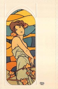 ART NOUVEAU WOMAN ARTIST SIGNED KIRCHNER EMBOSSED REPRINT POSTCARD (5)