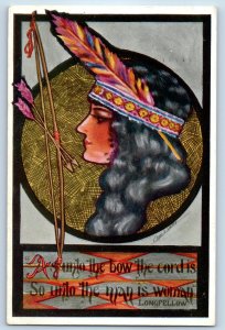 1911 Native American Indian Woman Cobb Shinn Signed Artist Longfellow Postcard
