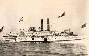 Vintage Postcard Real Photo Steamship Steamer Pilgrim Water Transportation RPPC