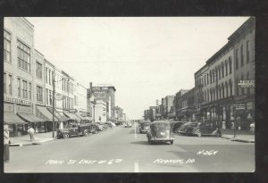 RPPC KEOKUK IOWA DOWNTOWN MAIN STREET SCENE OLD CARS REAL PHOTO POSTCARD