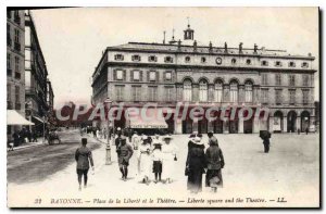 Postcard Old Bayonne Place de la Liberte and Theater