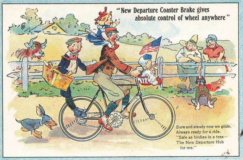 Bristol CT New Bicycle Departure Coaster Brakes Hero 1909 Postcard