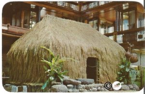 Curteich Postcard, Grass Hut Grass House Pauahi Bishop Museum Honolulu Hawaii