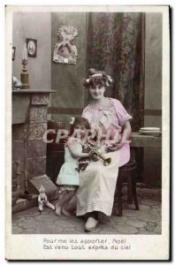 Old Postcard Fun Children Doll Female Trumpet