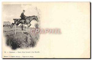 Old Postcard Horse Riding Equestrian Jumping Saumur d & # 39un brook has round