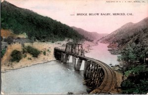 View Overlooking Bridge Below Bagby, Merced, CA c1909 Vintage Postcard K79