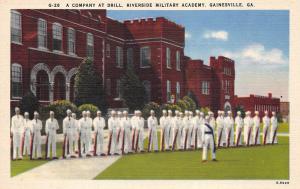 Gainesville Georgia 1940s WWII Postcard Company Drill Riverside Military Academy
