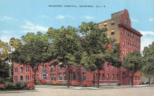 ROCKFORD, IL Illinois      ROCKFORD HOSPITAL     1947 Linen Postcard