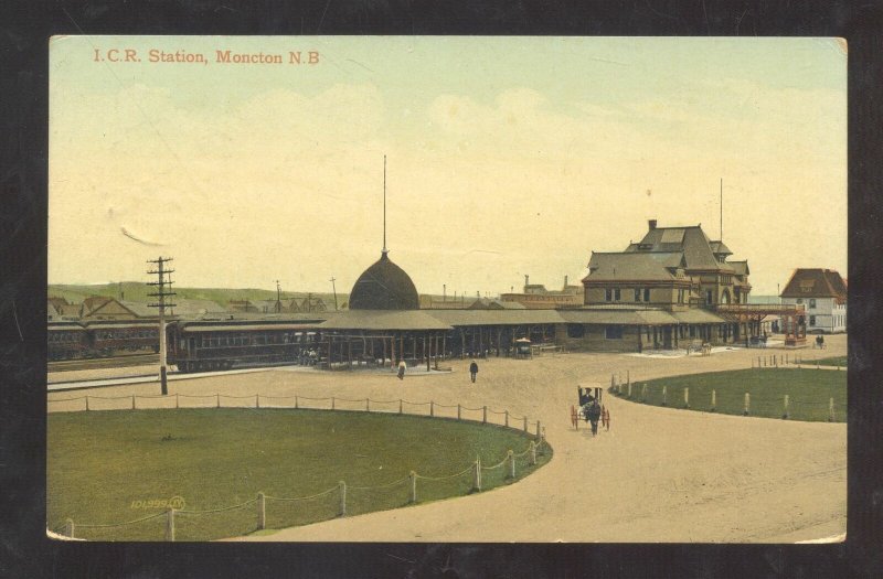 MONCTON NEW BRUNSWICK CANADA ICR RAILROAD STATION 1909 VINTAGE POSTCARD