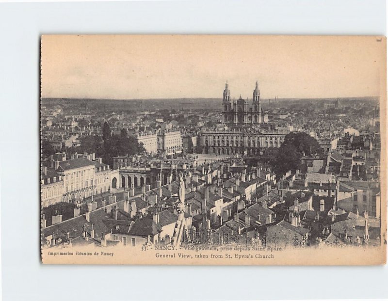 Postcard General View, taken from St. Epvre's Church, Nancy, France