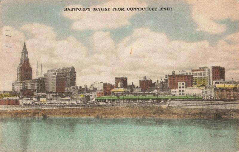 Postcard Skyline Hartford Conn