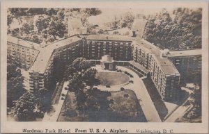 RPPC Postcard Hardman Park Hotel from USA Airplane Washington DC