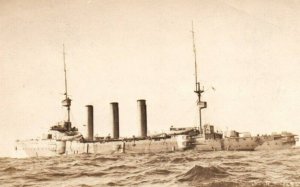 British Royal Navy RPPC Photo HMS Berwick off Virginia Capes WWI c.1910s