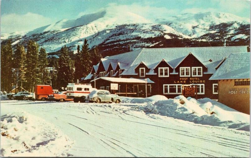Post Hotel Lake Louise Alberta AB Winter Snow Unused Vintage Postcard D80 
