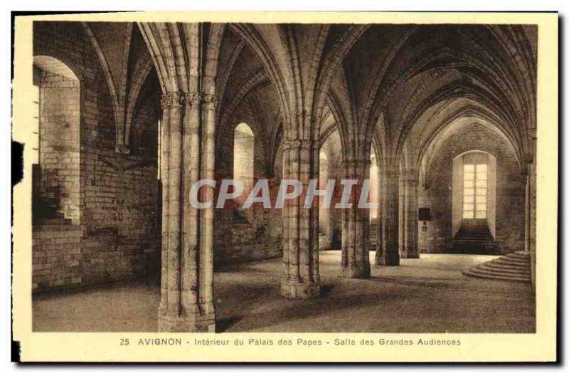 Old Postcard Avignon Popes' Palace Inside The Well of the Great Hall Hearings
