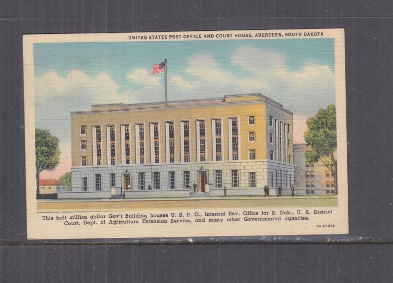 SOUTH DAKOTA, ABERDEEN, POST OFFICE & COURT HOUSE, 1946 ppc., to New Britain, CN