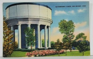 Iowa  Waterworks Tower Des Moines Linen Postcard M18