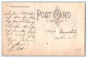 c1910's Greetings From Everly Iowa IA Pink Rose Flower Embossed Antique Postcard