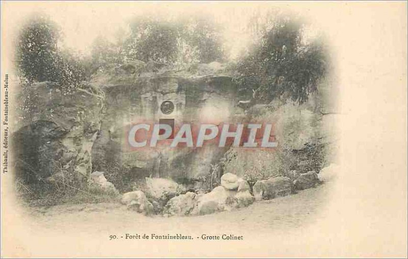 Postcard Old Forest of Fontainebleau Colinet Cave (map 1900)