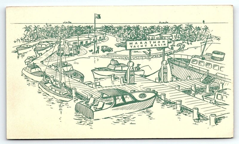 1950s FLORIDIA KEYS BILL THOMPSON'S MARATOHN YACHT BASIN POSTCARD 46-8