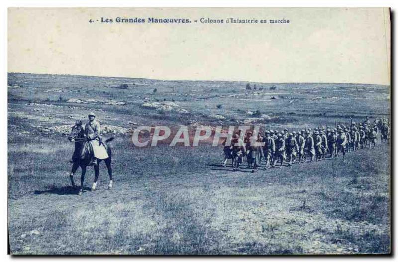 Postcard Old Army Maneuvers Column d & # 39infanterie running