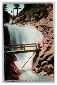 Vintage 1910's Colorized Photo Postcard First Falls Cheyenne Canon Colorado